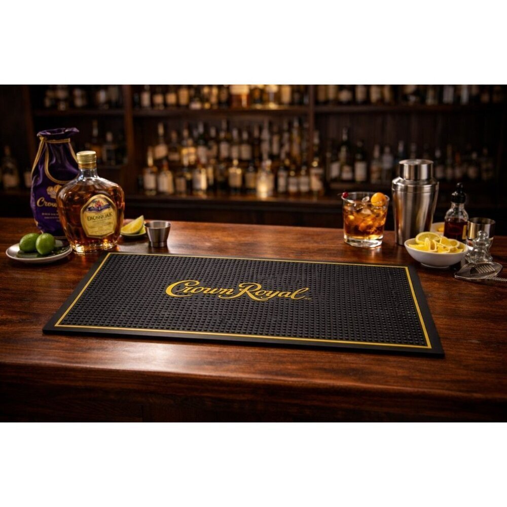 New Crown Royal Bar and Spill Mat | Canadian Whiskey Rubber Bar Mat for Drips